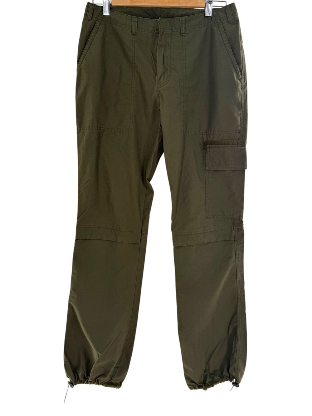 Y2K Abercrombie & Fitch Women's 4 Cargo Pants Green Bungee Hem Parachute Pockets